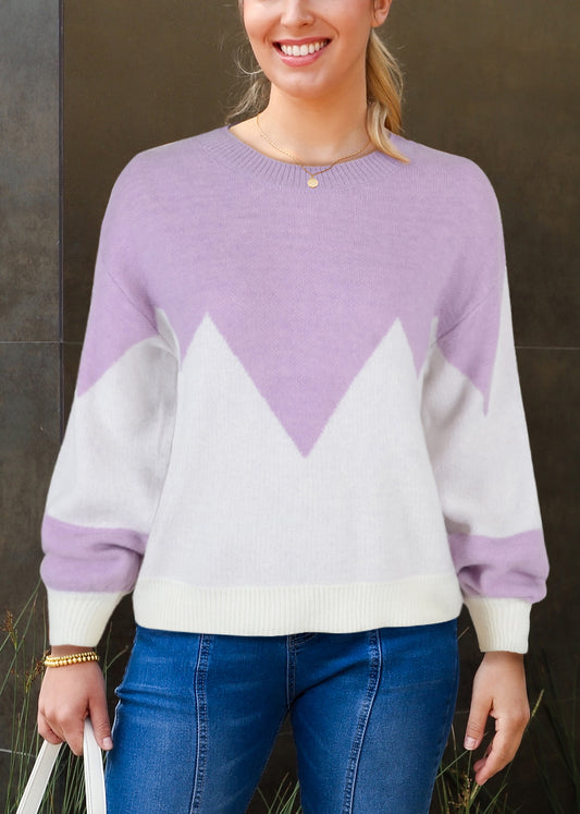 Drop Shoulder Color Block Sweater