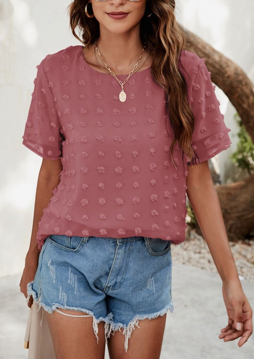 Blusa de lunares con pinzas fácil de usar para todos los días