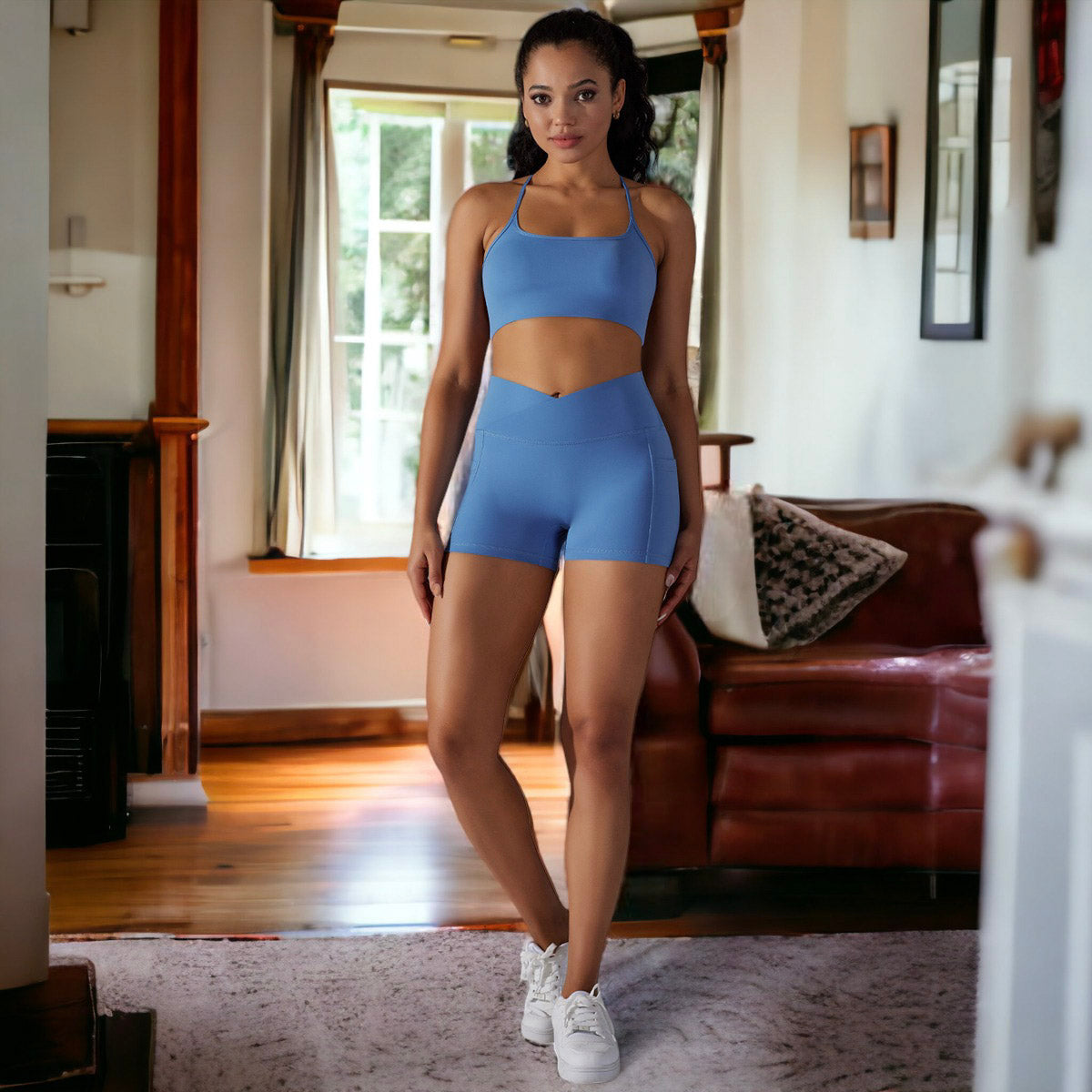 Conjunto deportivo sin espalda en color liso