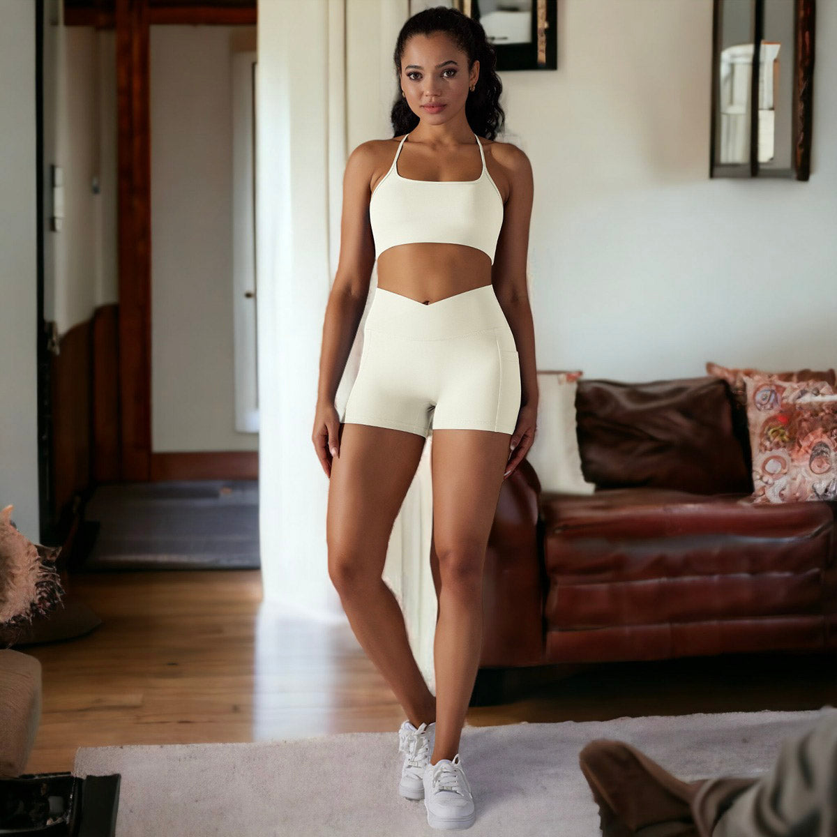 Conjunto deportivo sin espalda en color liso