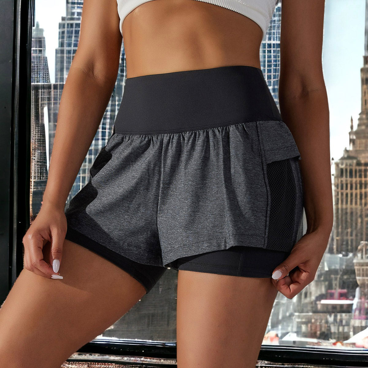 Pantalones cortos con volantes y cintura alta