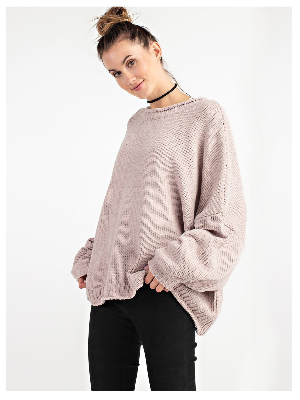 Suéter tipo túnica de punto con lazo en la espalda