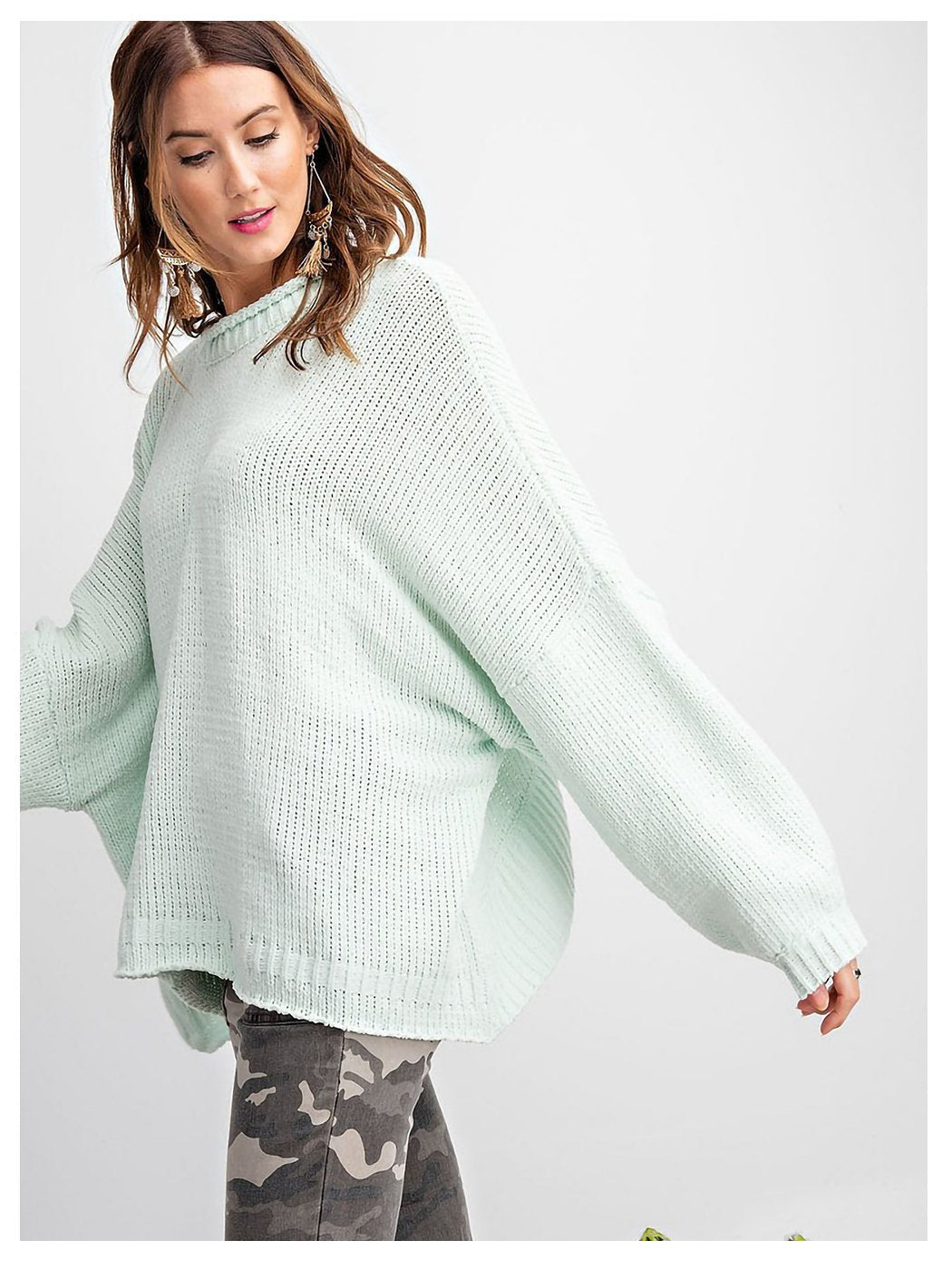 Suéter tipo túnica de punto con lazo en la espalda