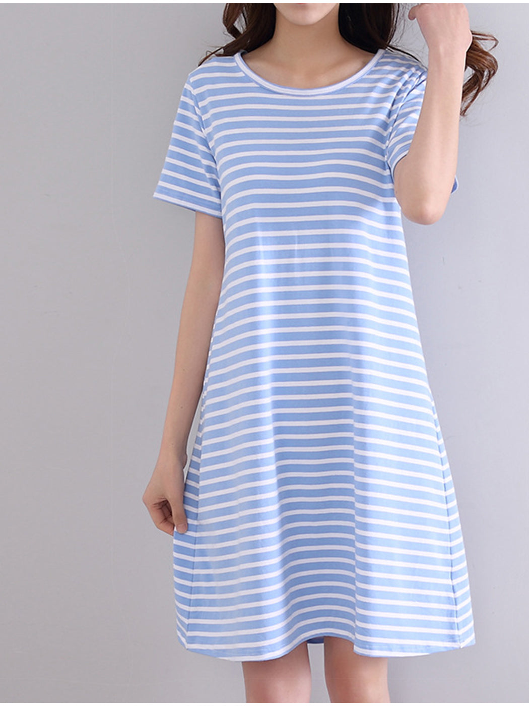 Summer Striped Short Sleeve Pajamas Dress