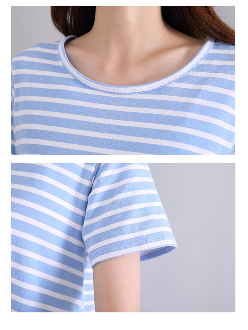 Summer Striped Short Sleeve Pajamas Dress