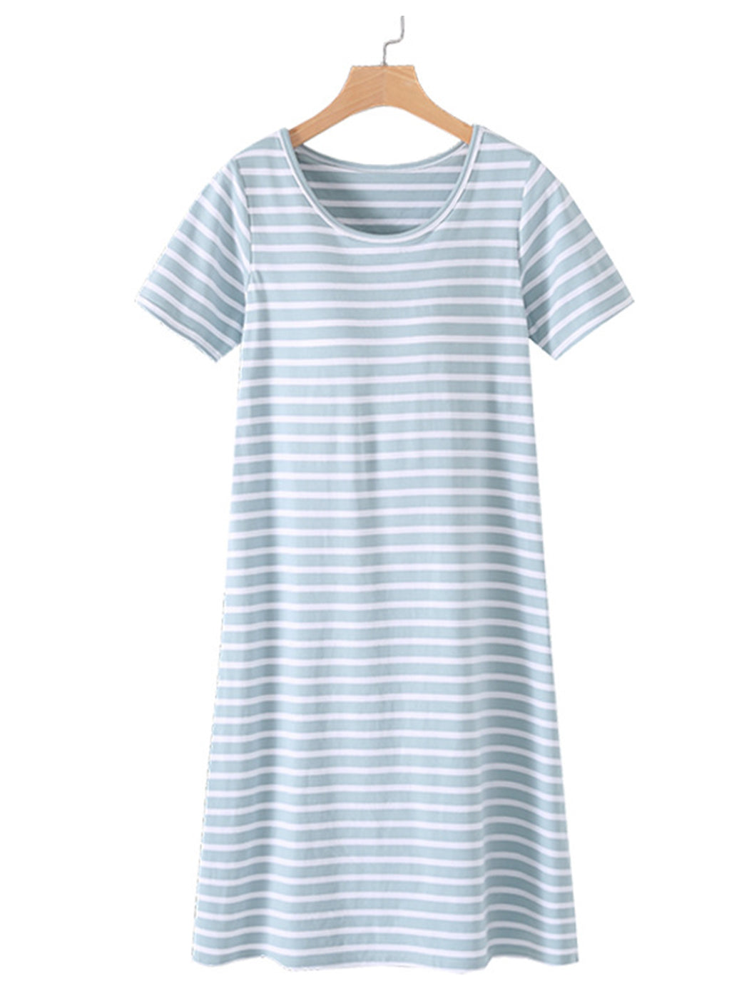 Summer Striped Short Sleeve Pajamas Dress