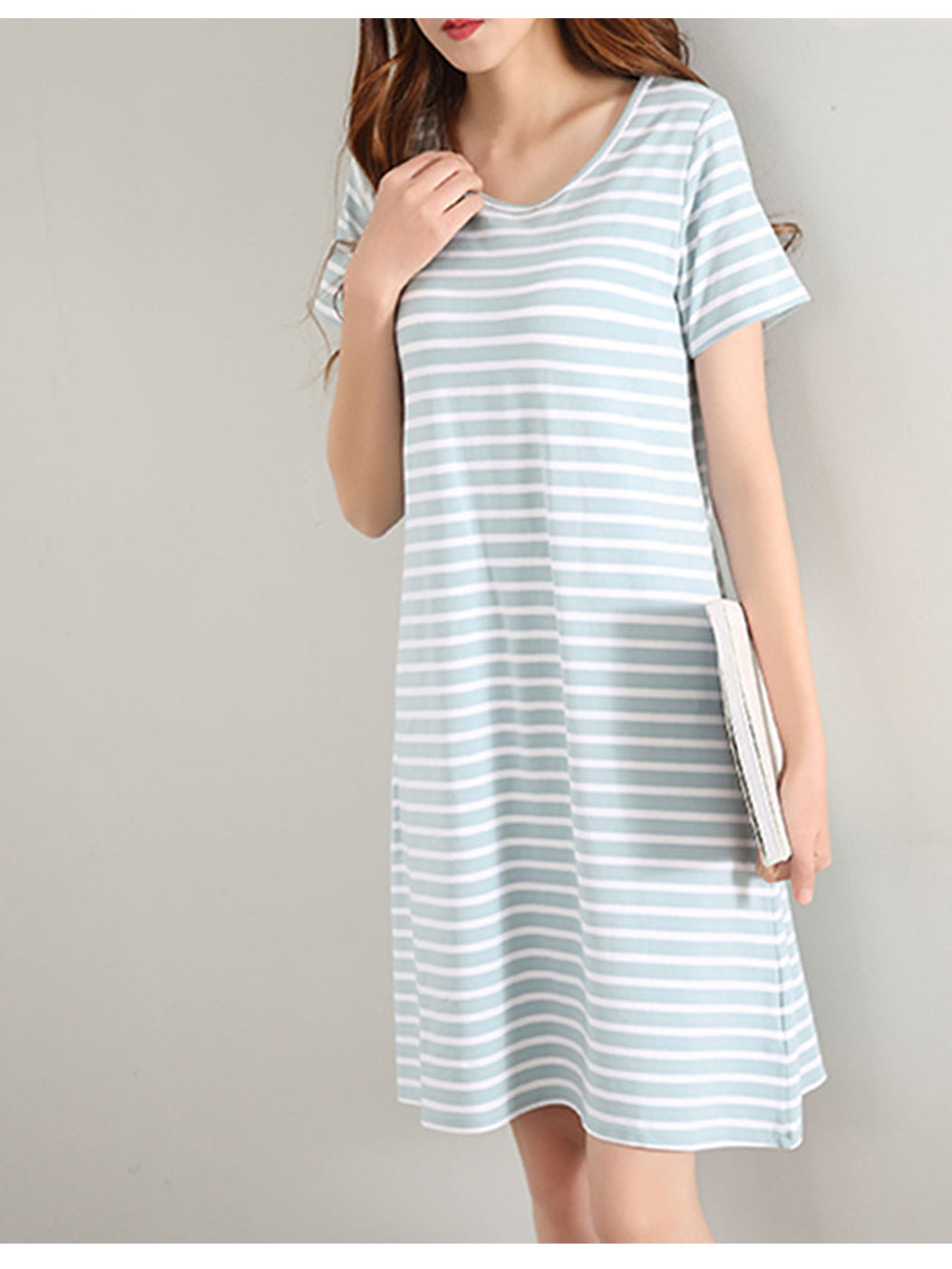 Summer Striped Short Sleeve Pajamas Dress