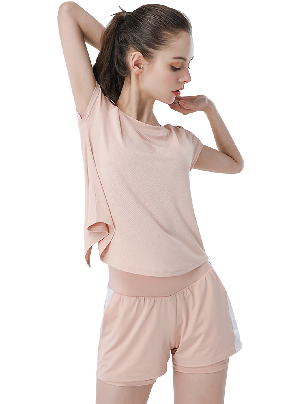 Conjunto corto de yoga para fitness informal y transpirable