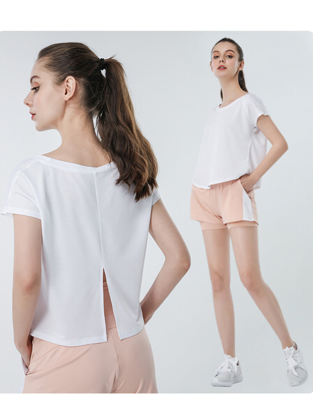 Conjunto corto de yoga para fitness informal y transpirable