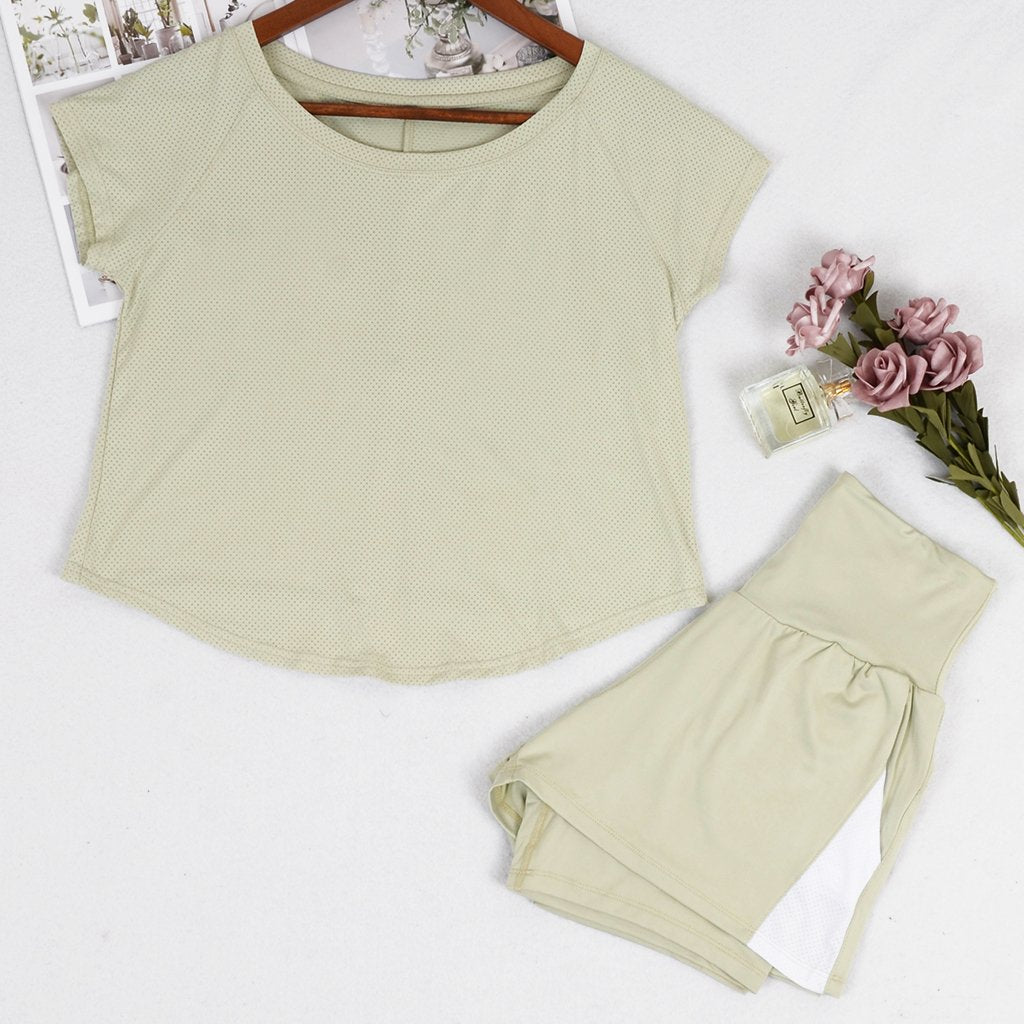Conjunto corto de yoga para fitness informal y transpirable
