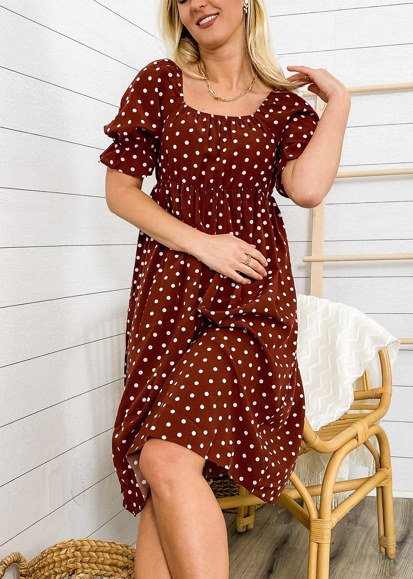 Polka Dot Puff Sleeve Dress