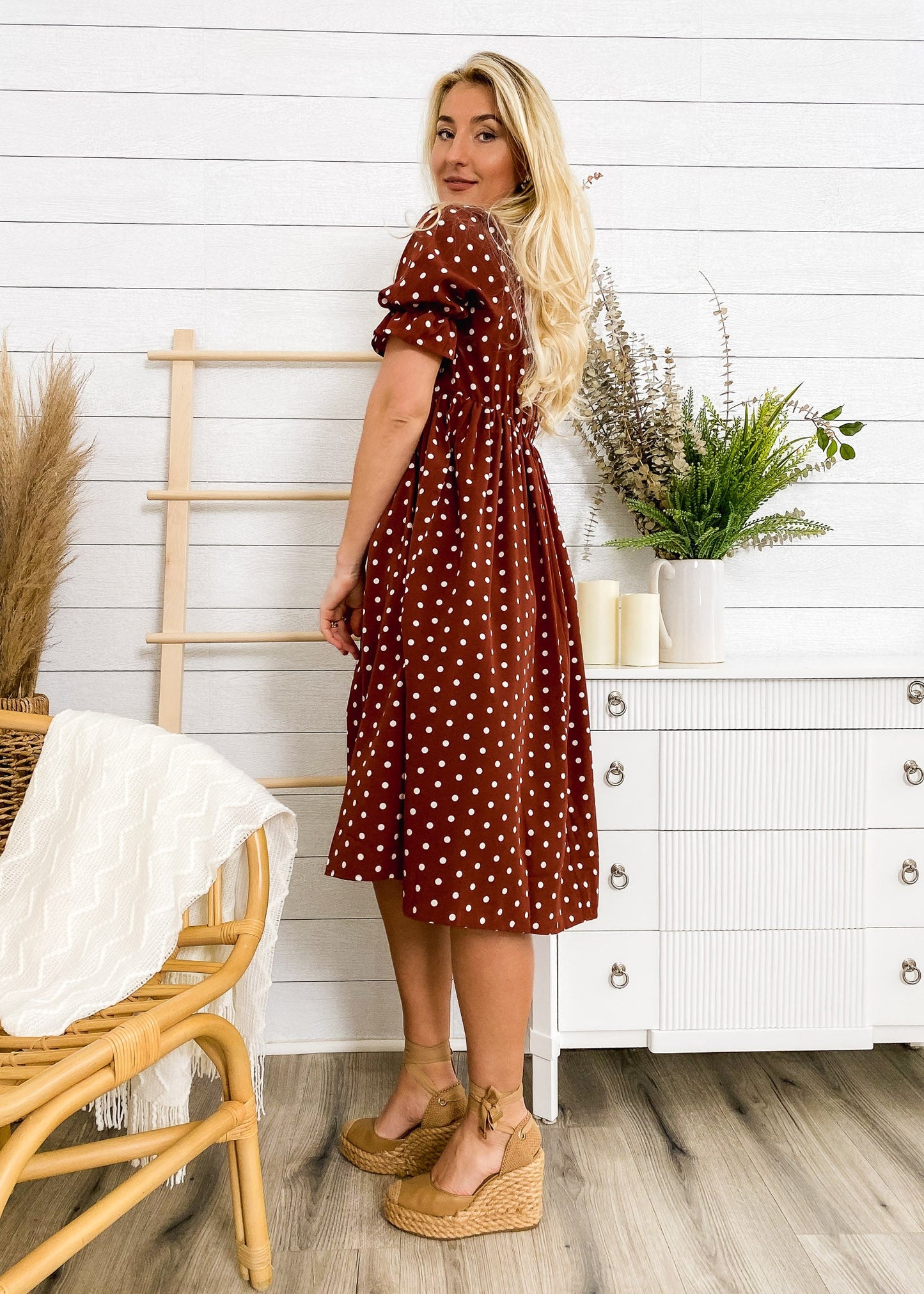 Polka Dot Puff Sleeve Dress
