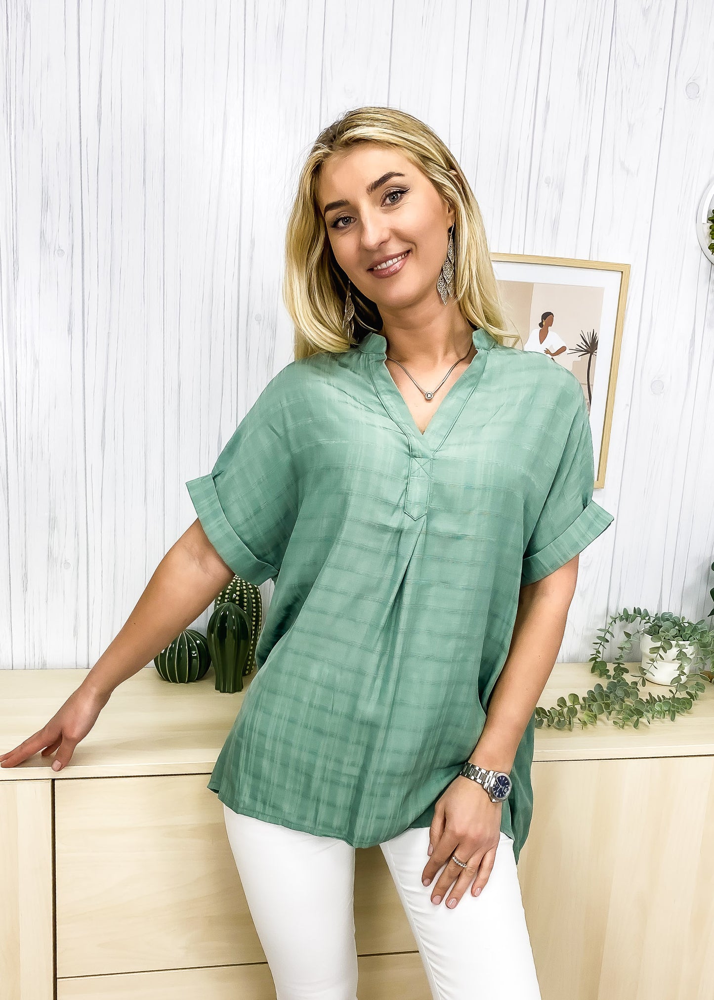 Blusa túnica con cuadros minimalistas