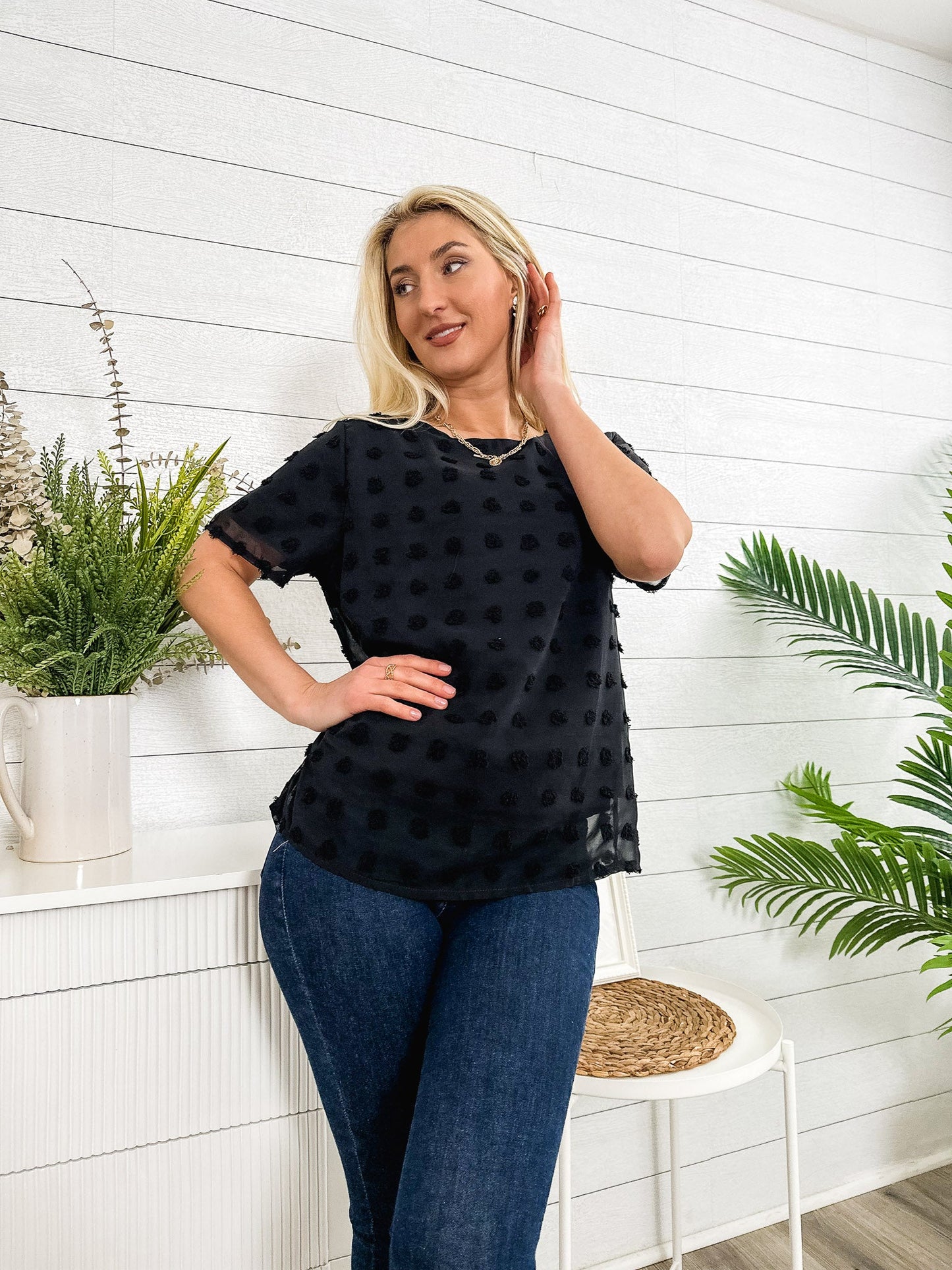 Blusa de lunares con pinzas fácil de usar para todos los días