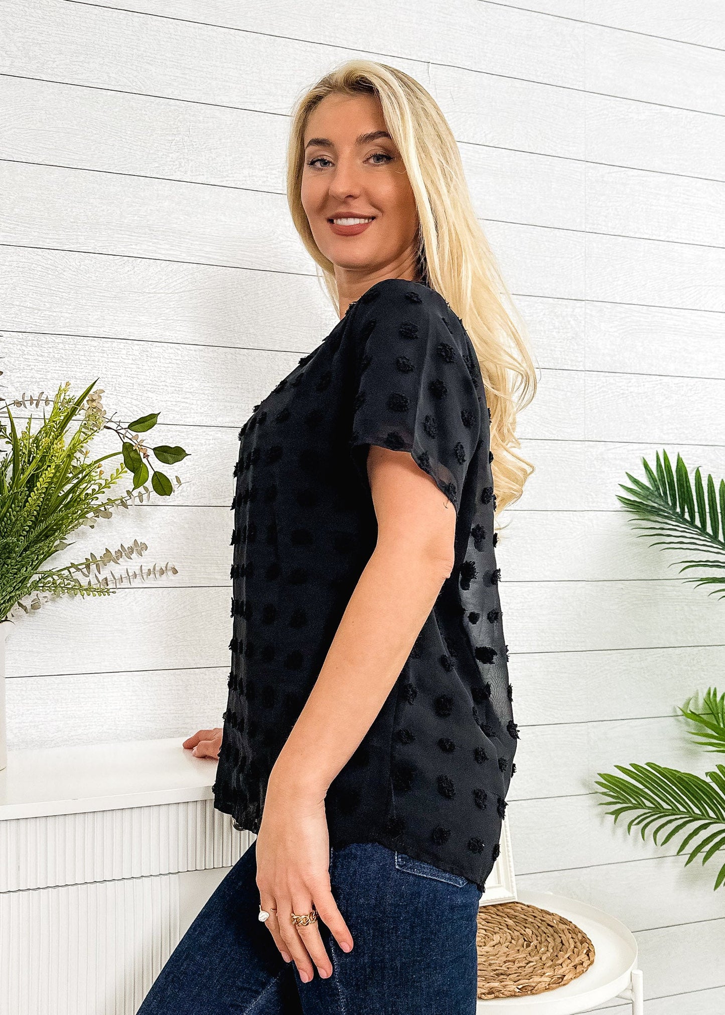 Blusa de lunares con pinzas fácil de usar para todos los días