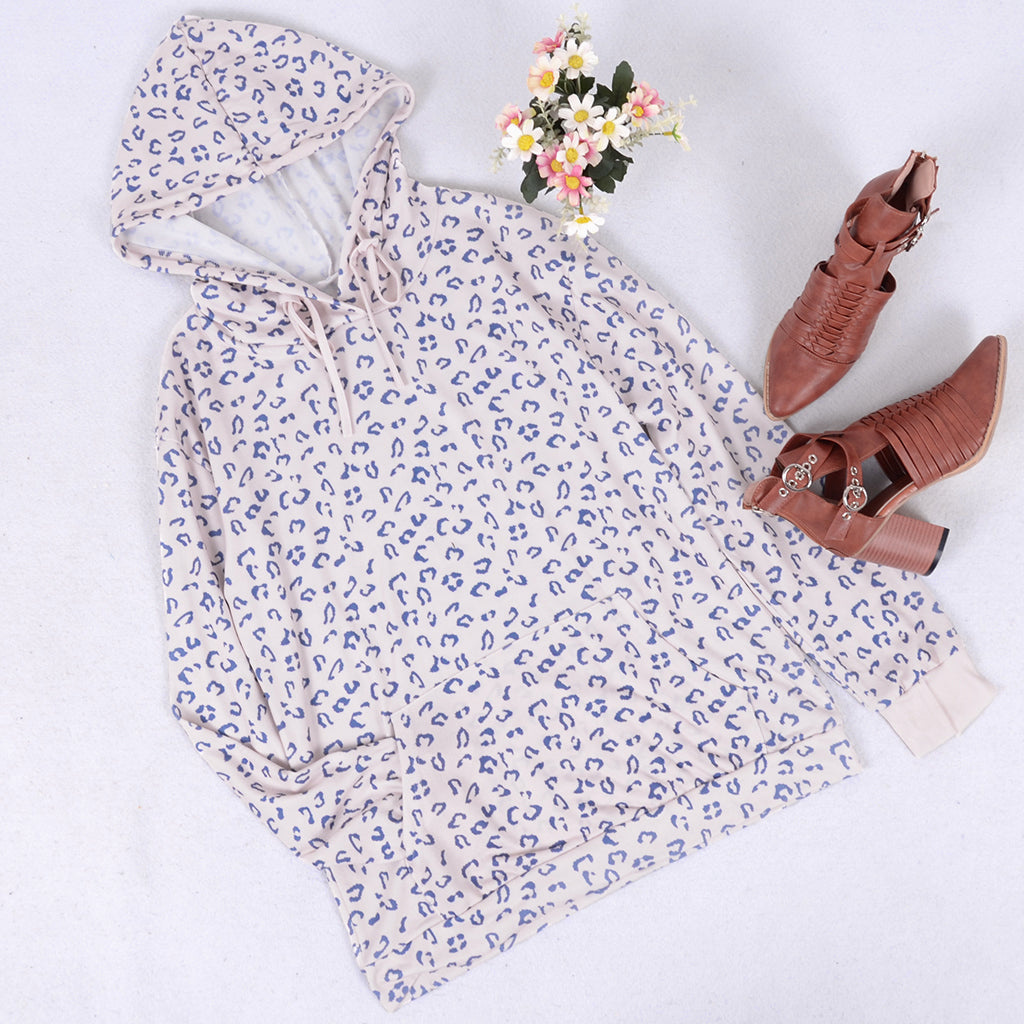 Leopard Print Kangaroo Pocket Hoodie