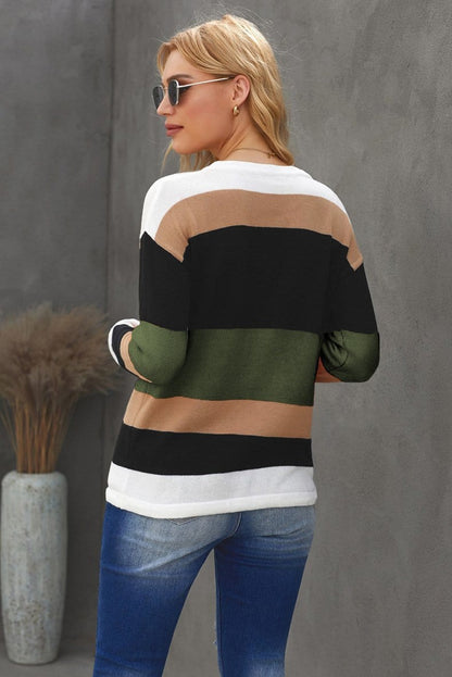 Color Block Striped Fall Sweater