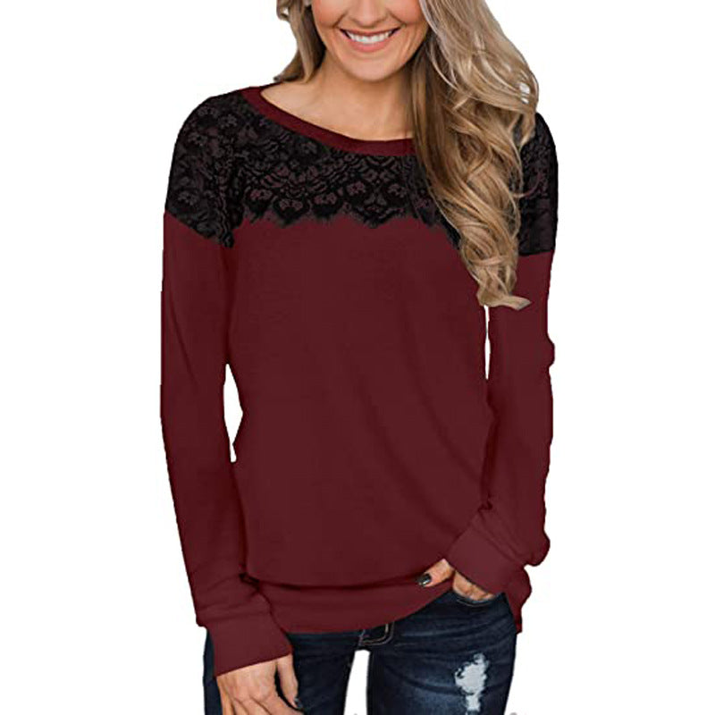 Lace Trim Long Sleeve Shirt