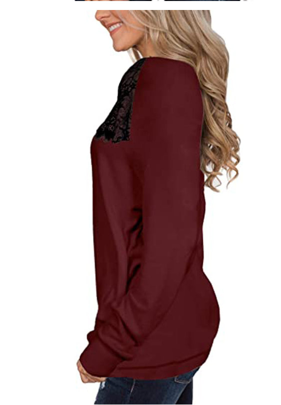 Lace Trim Long Sleeve Shirt