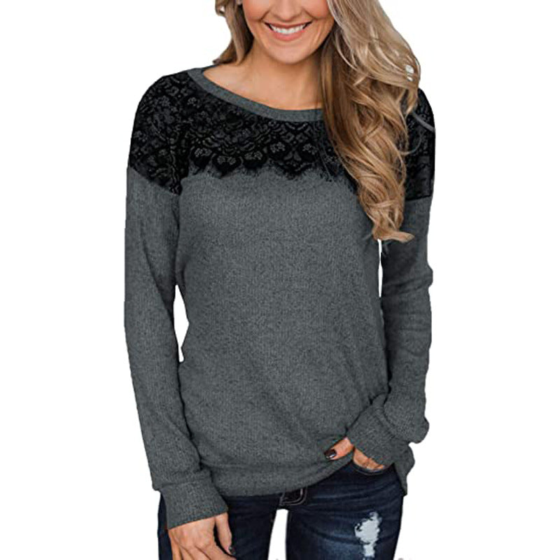 Lace Trim Long Sleeve Shirt