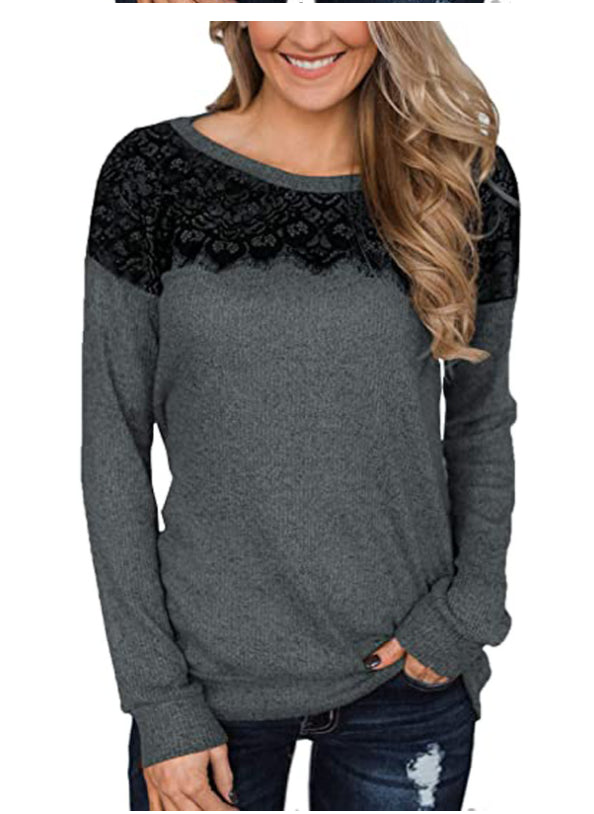 Lace Trim Long Sleeve Shirt