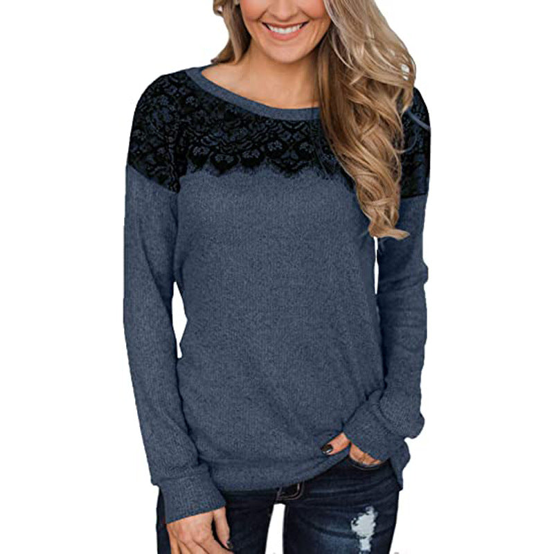 Lace Trim Long Sleeve Shirt