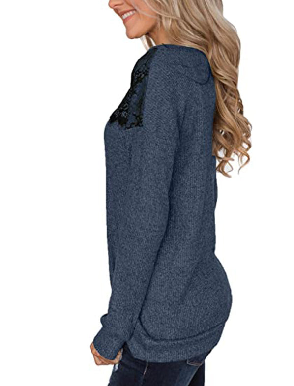 Lace Trim Long Sleeve Shirt