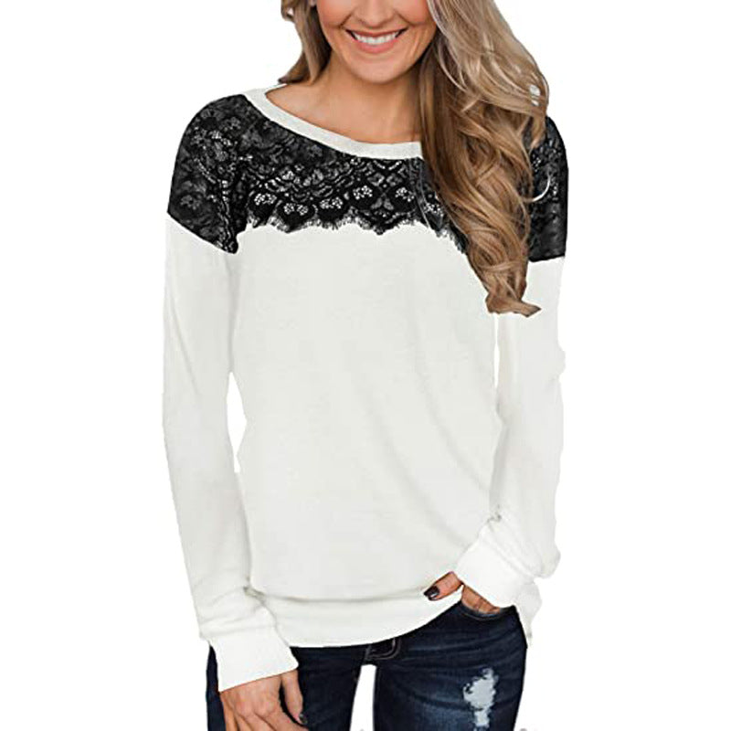 Lace Trim Long Sleeve Shirt