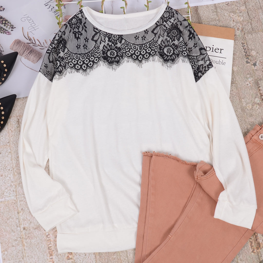 Lace Trim Long Sleeve Shirt