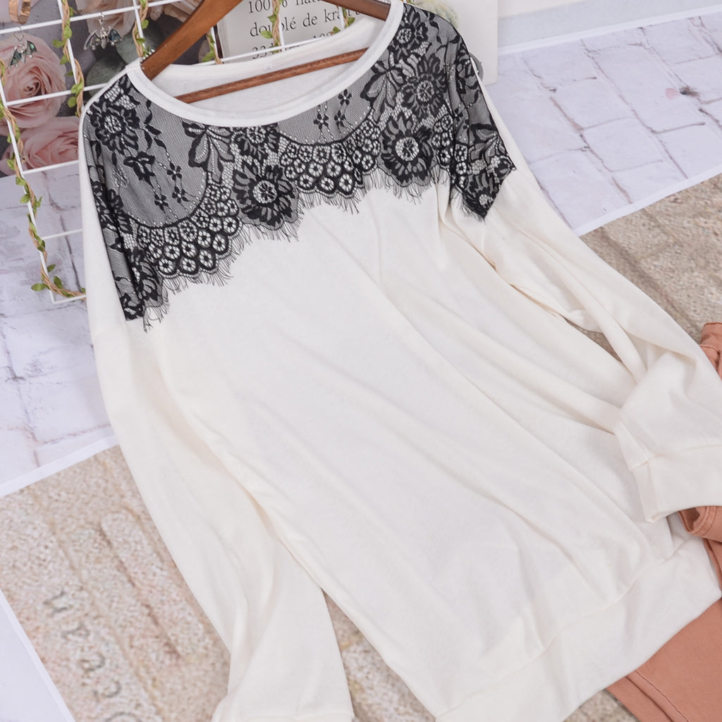 Lace Trim Long Sleeve Shirt