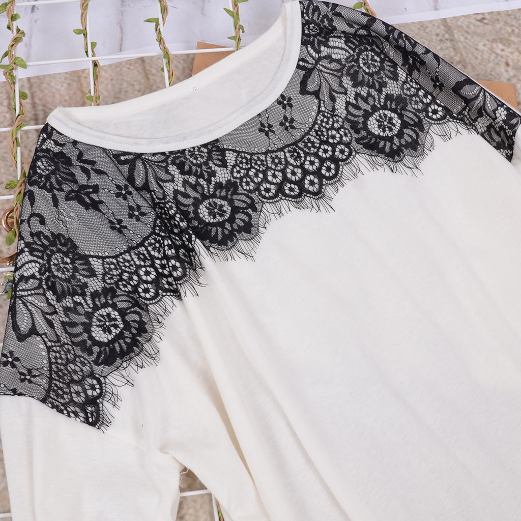 Lace Trim Long Sleeve Shirt