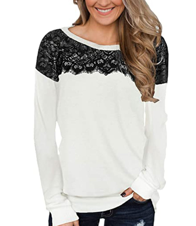 Lace Trim Long Sleeve Shirt