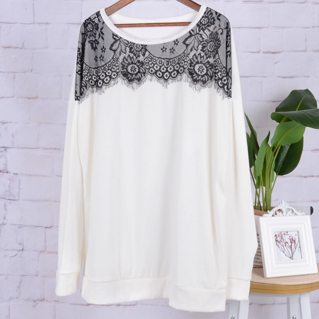 Lace Trim Long Sleeve Shirt