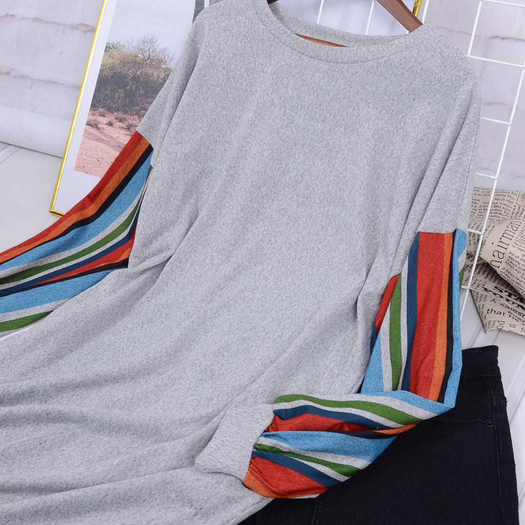 Vestido túnica con mangas primaverales y rayas