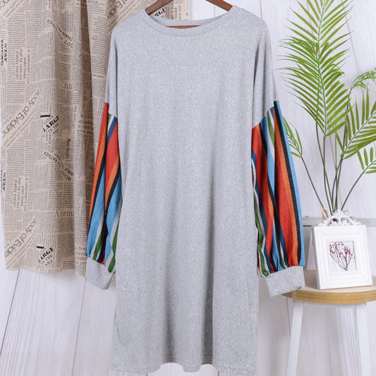 Vestido túnica con mangas primaverales y rayas