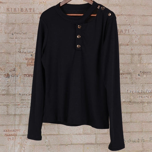 Choker Neck Contrast Button Sweater