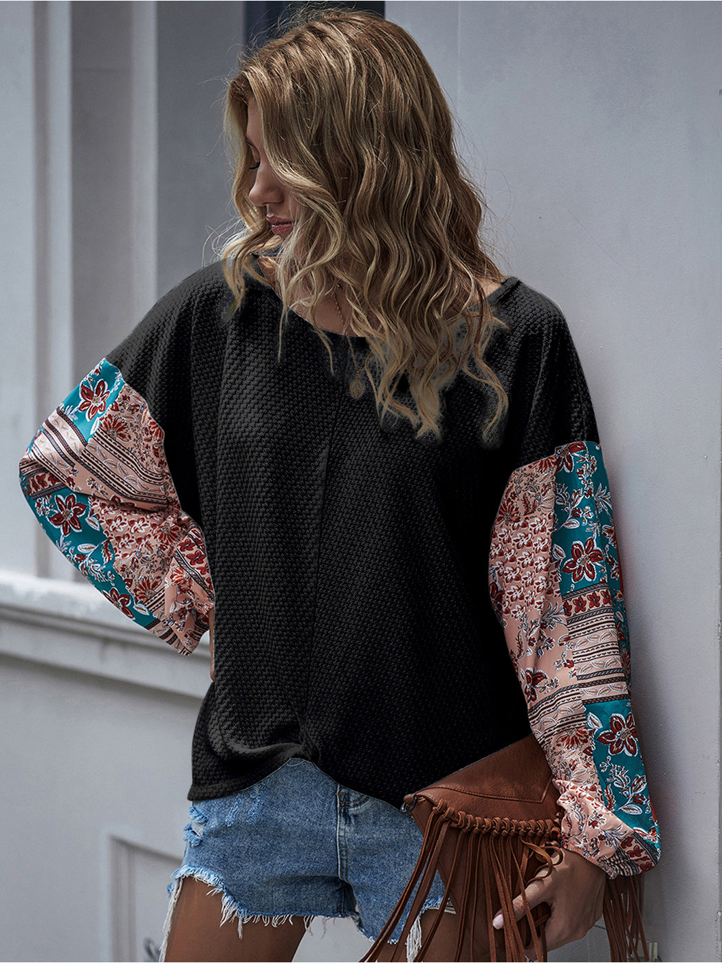 Jersey con mangas abullonadas y estampado paisley