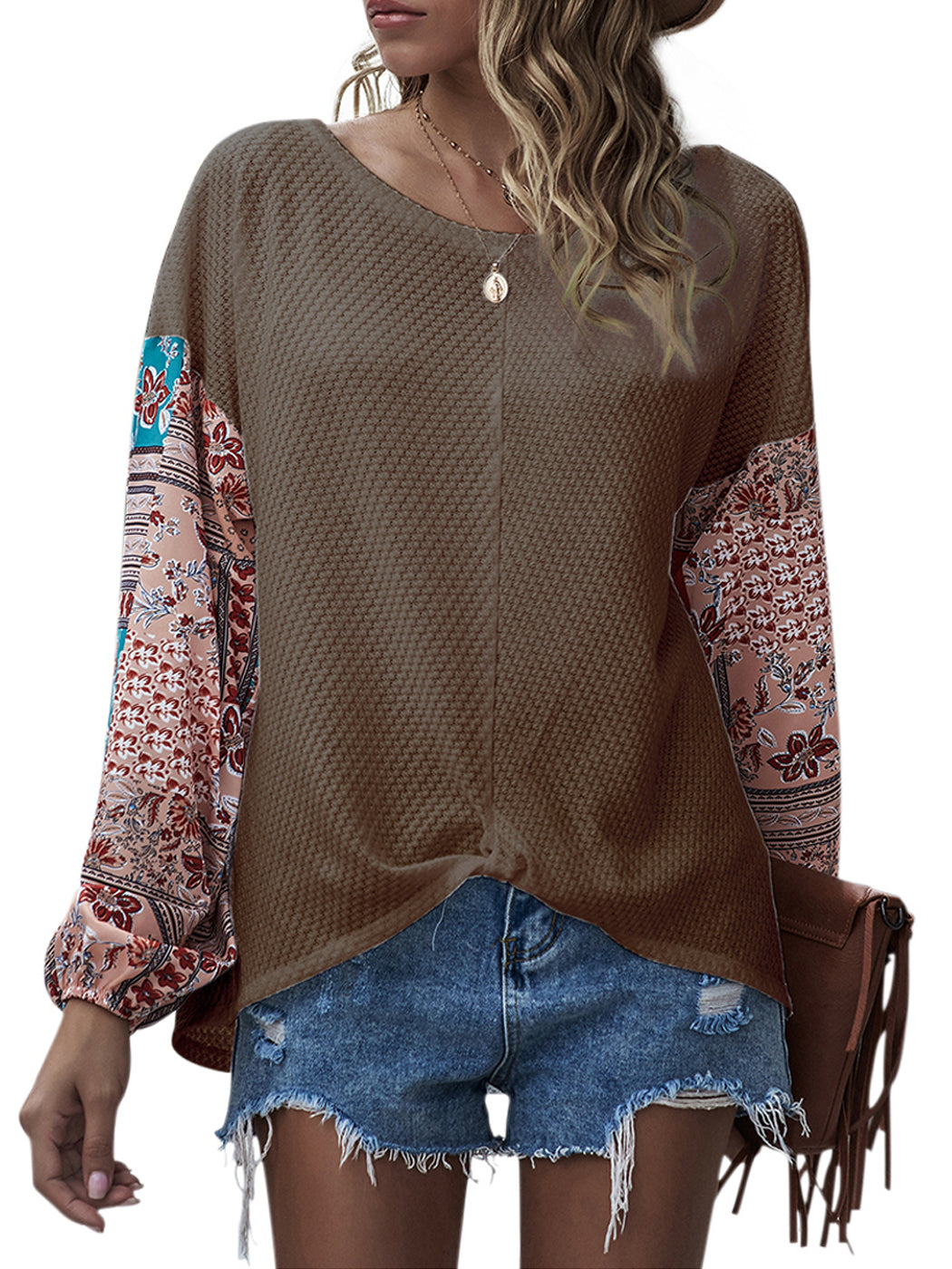 Jersey con mangas abullonadas y estampado paisley