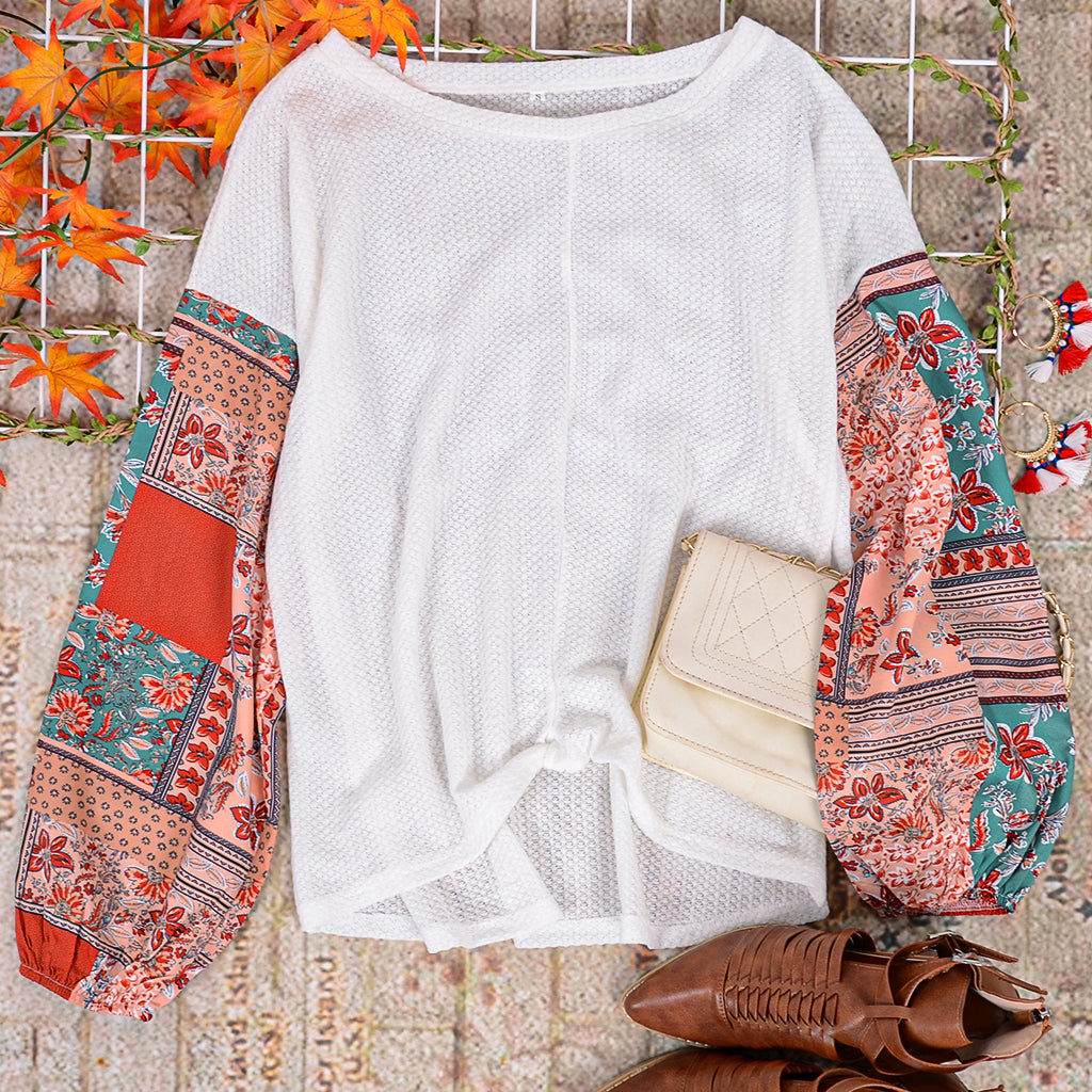Jersey con mangas abullonadas y estampado paisley