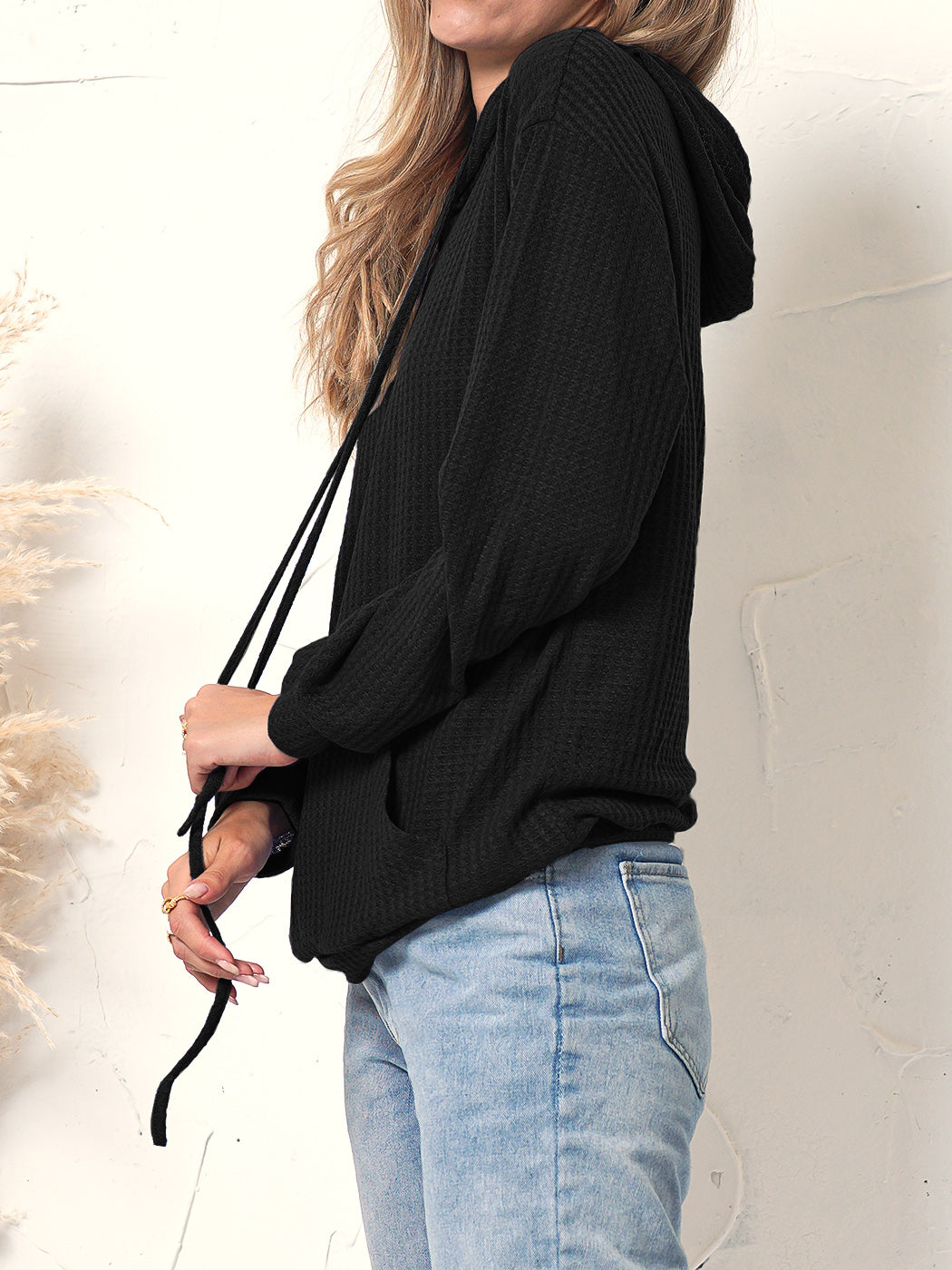 Sudadera con capucha de gran tamaño y tejido de gofre