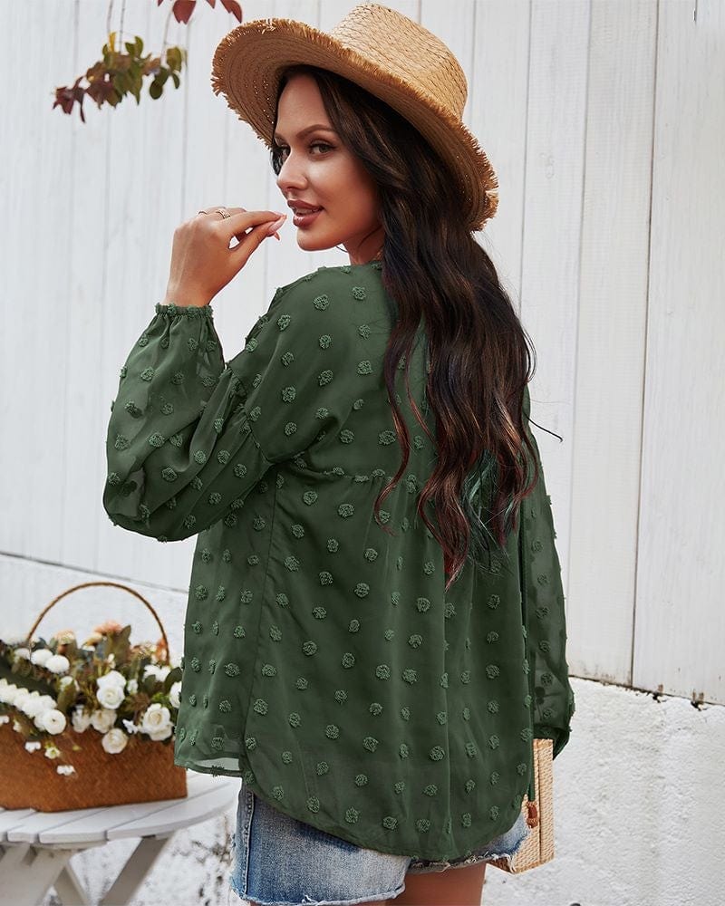 Clip-Dot Gathered Blouse