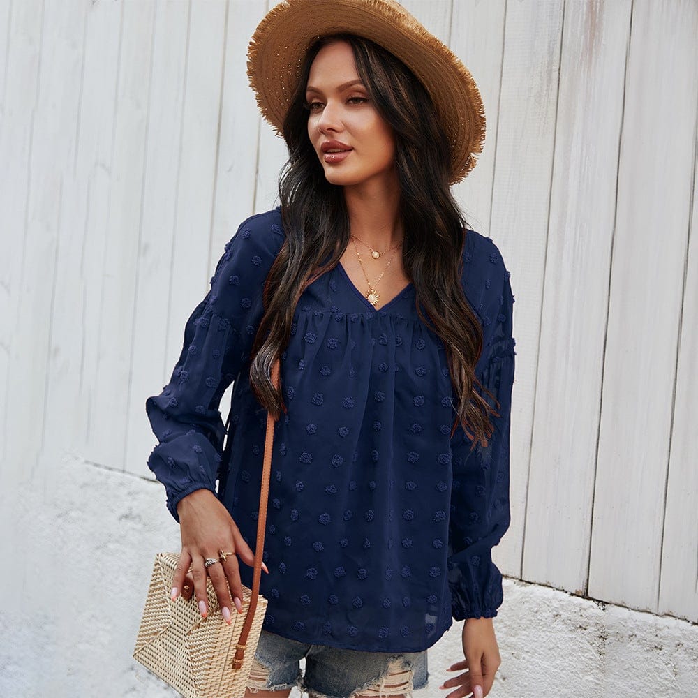 Clip-Dot Gathered Blouse