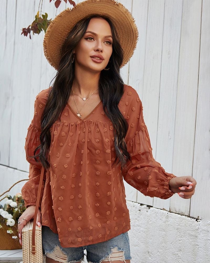 Clip-Dot Gathered Blouse