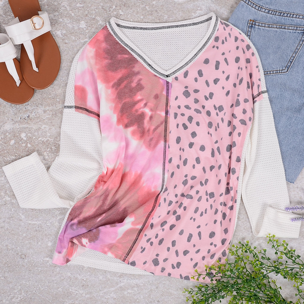 Camisa de manga larga con estampado mixto
