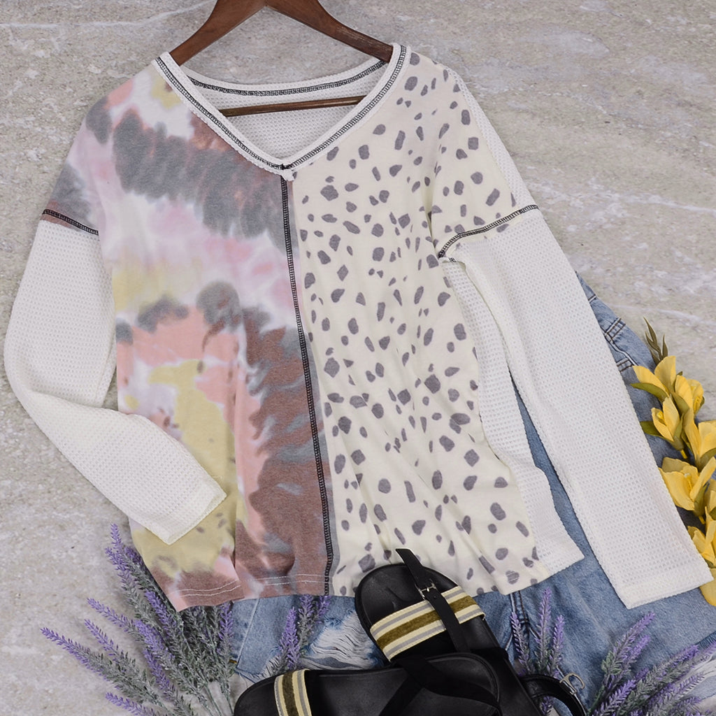 Camisa de manga larga con estampado mixto
