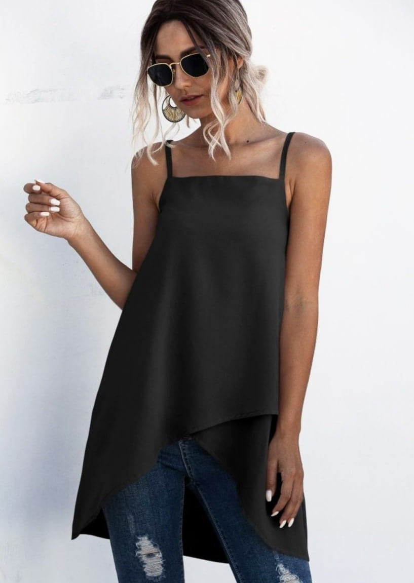 Solid Layered Hem Long Top