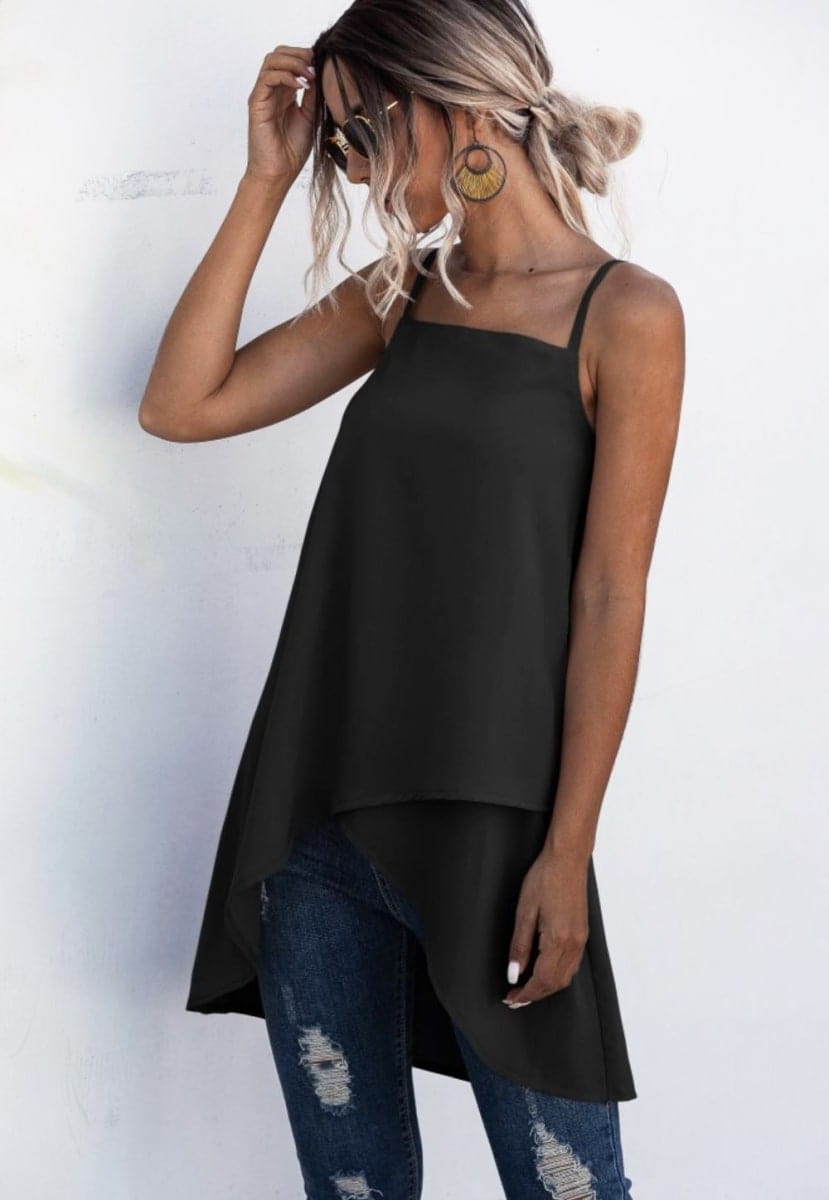 Solid Layered Hem Long Top