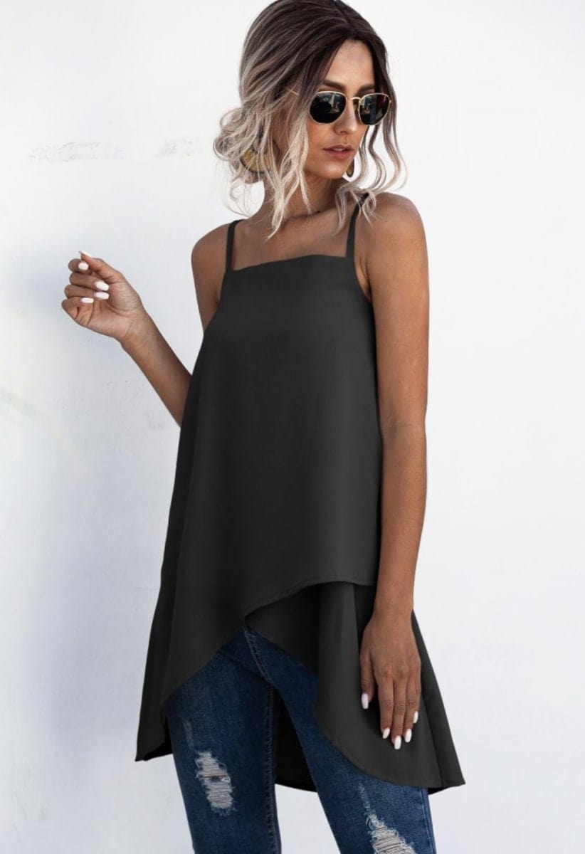 Solid Layered Hem Long Top