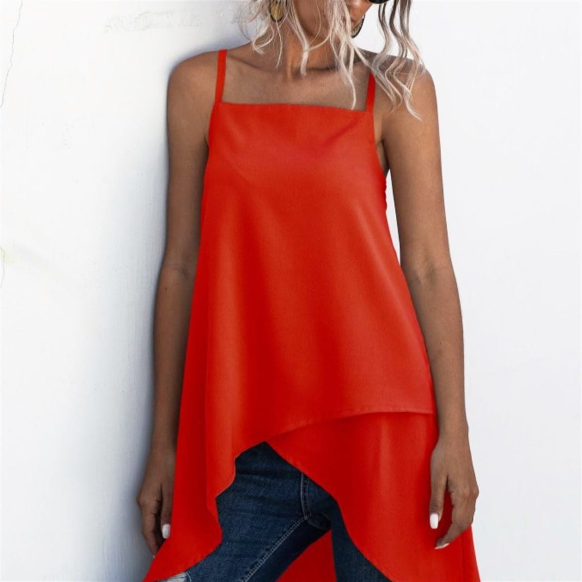 Solid Layered Hem Long Top