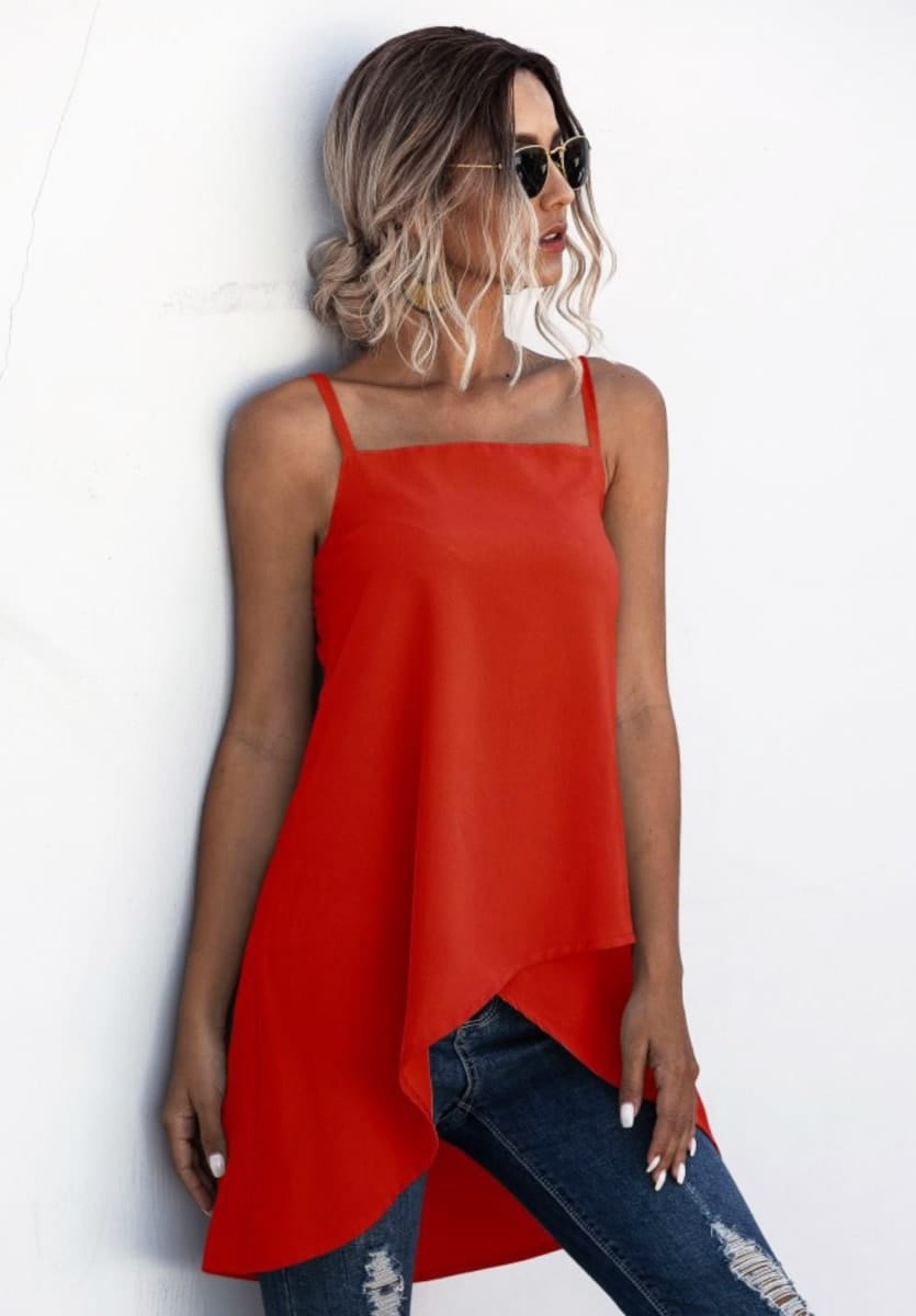 Solid Layered Hem Long Top